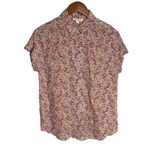 BEACHLUNCHLOUNGE purple multicolor floral spread collar button up top XS